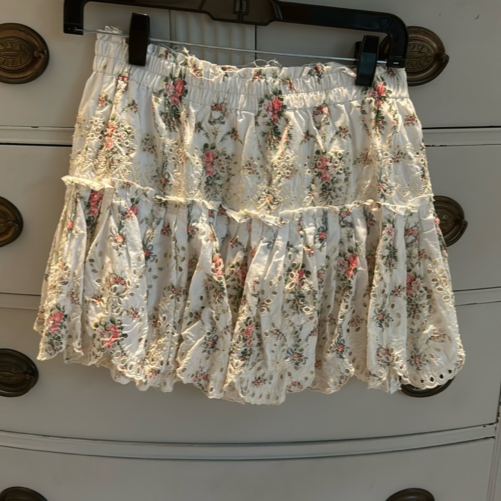 LoveShackFancy Eyelet Mini Skirt